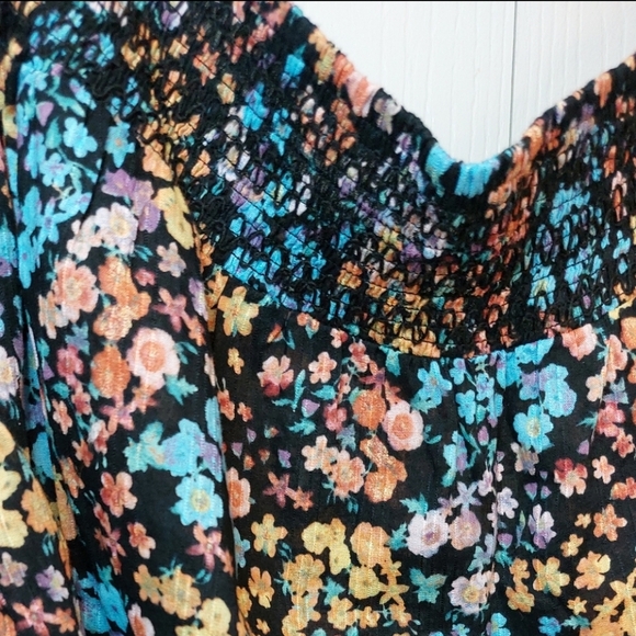 ANA Women's Floral Scoop Neck Peasant Top NWT Pouf Sleeves Boho 100% Cotton - Picture 4 of 16